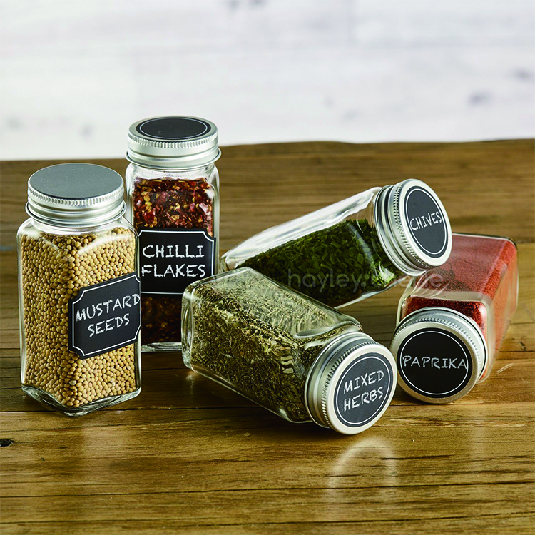 Square Glass Spice Storage Container Seasoning Bottles 4oz Spice Glass Jar with Shaker