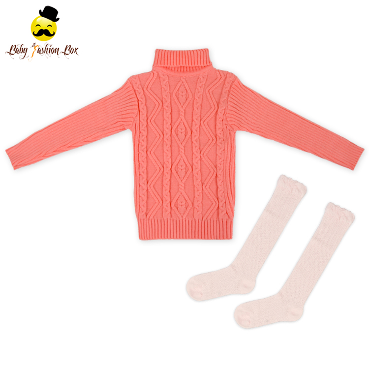 Детский вязаный Коралловый свитер Boutique с высоким воротником и длинным рукавом