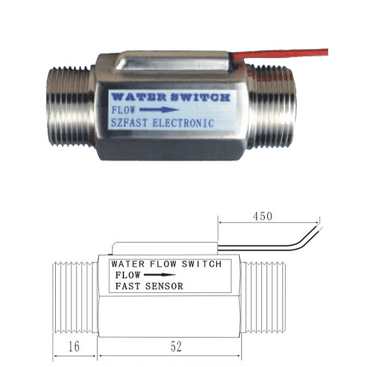 Differential pressure adjustable electrical control water flow switch for equipment