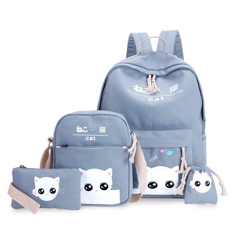 Promotional Korean Design Canvas 3PCS School Backpack Fashion Kids Bags Children School Backpack For Teenager