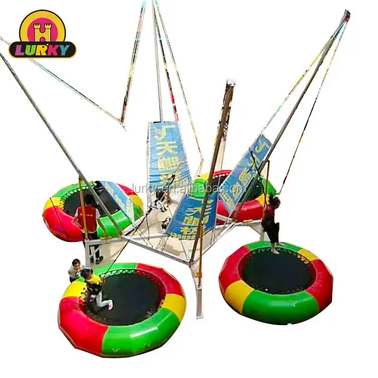 amusement bungee jumping ride for kids bungee trampoline 4 persons