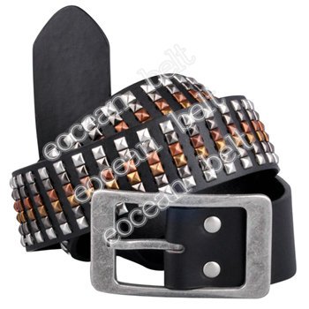 Metal belt with pyramid studs