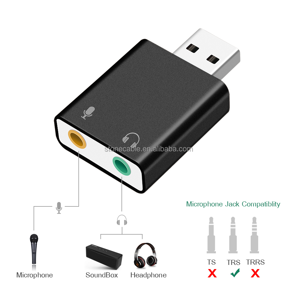 Алюминиевая звуковая карта USB 7,1 высокого качества-OEM