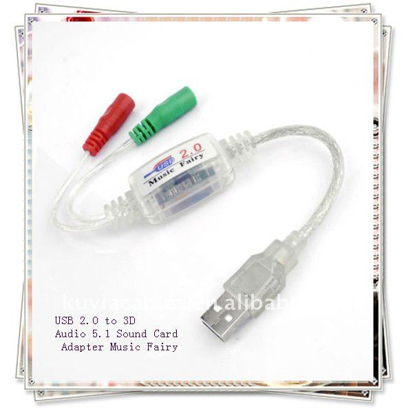 Музыка USB 2.0 USB звуковая карта Adapter3D аудио 5.1