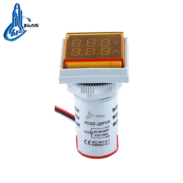 Xindali 22 мм 100A 50 ~ 500V AC квадратный светодиодный индикатор цифровой вольтметр Амперметр AD22-22FVA