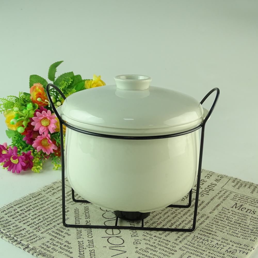 Дешевая цена SANBO шток оптовая продажа столовая посуда белый tureen jar керамический суп tureen с железной стойкой