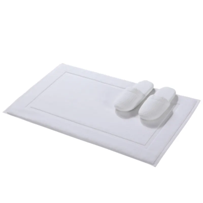 Custom bathroom mat 100% cotton jacquard logo white bath mat