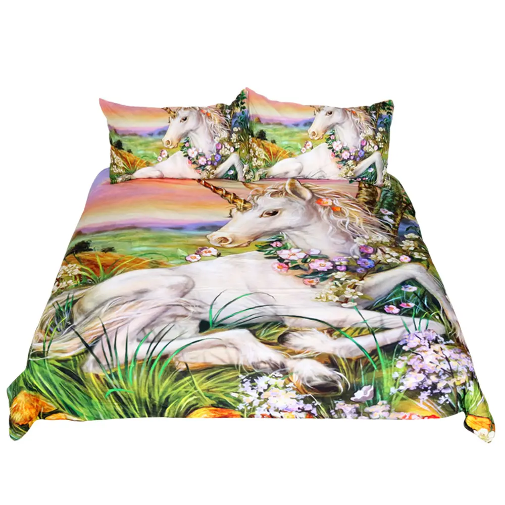 Duvet cover sets bedding 3d printed unicorn bedding set