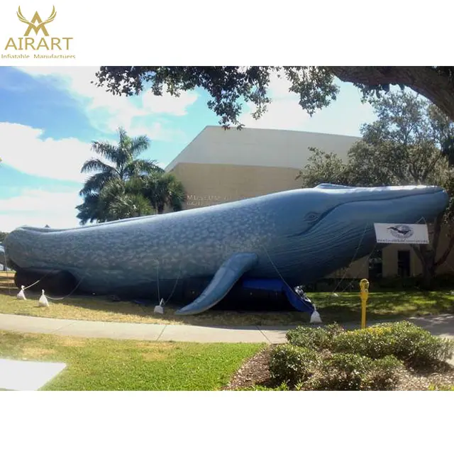 Outdoor giant customized inflatable blue whale marine animal balloon