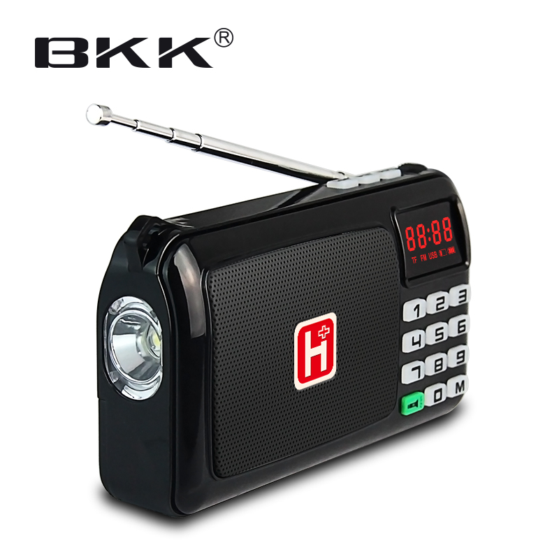 Портативный музыкальный MP3-плеер BKK с FM-радио и светодиодным фонариком (B820S)