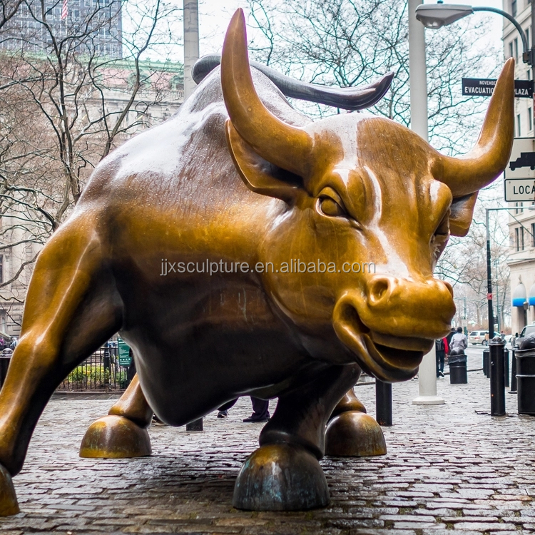 bronze life size new york wall street bull statue