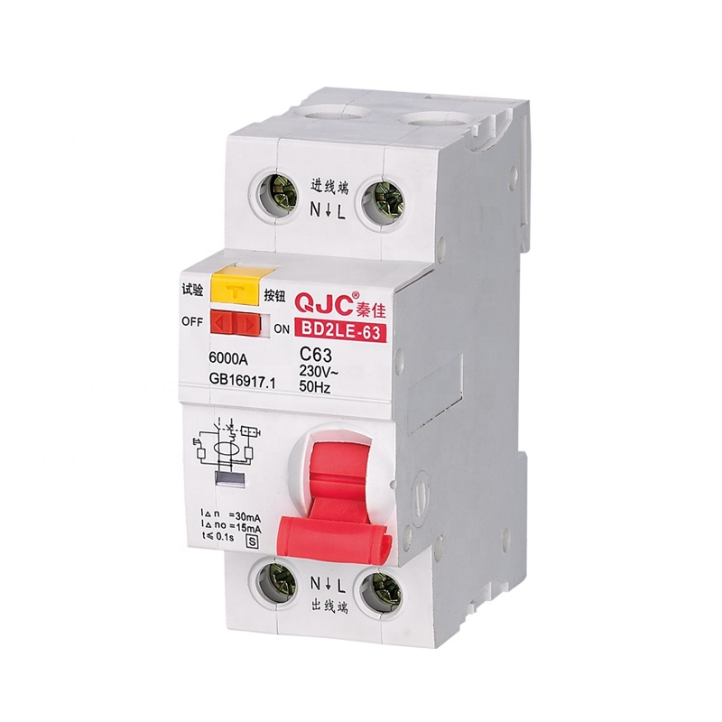 QJC по выгодной цене с доставкой, BD2LE-63 1P + N 6kA 63Amp остаточный автомат защити цепи RCBO 30MA