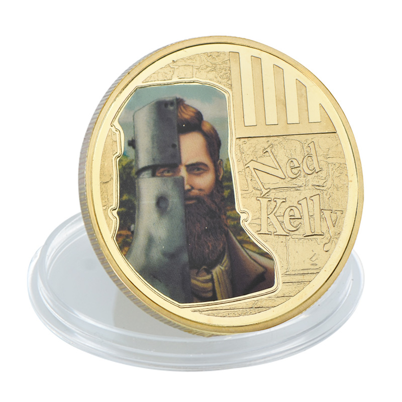 Лидер продаж, золотая металлическая сувенирная монета Нед Келли 1855-1880, памятная металлическая сувенирная монета для коллекции