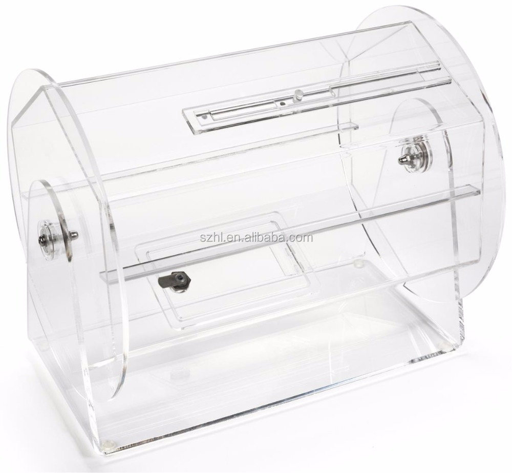 Countertop Acrylic Raffle Drawing Box Ticket Drum With Locking Door