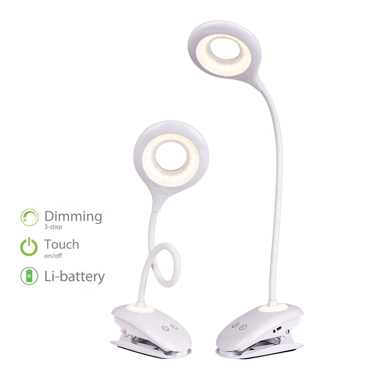 3-step Dimming LED Clip Desk Lamp, Clamp LED Battery Operated Desk Lamp