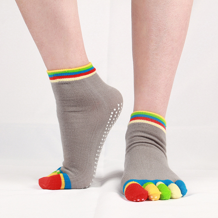 Wedacrafts cotton Women Anti Slip Pilates Grip Five Toe Yoga Socks for Amazon or ebay