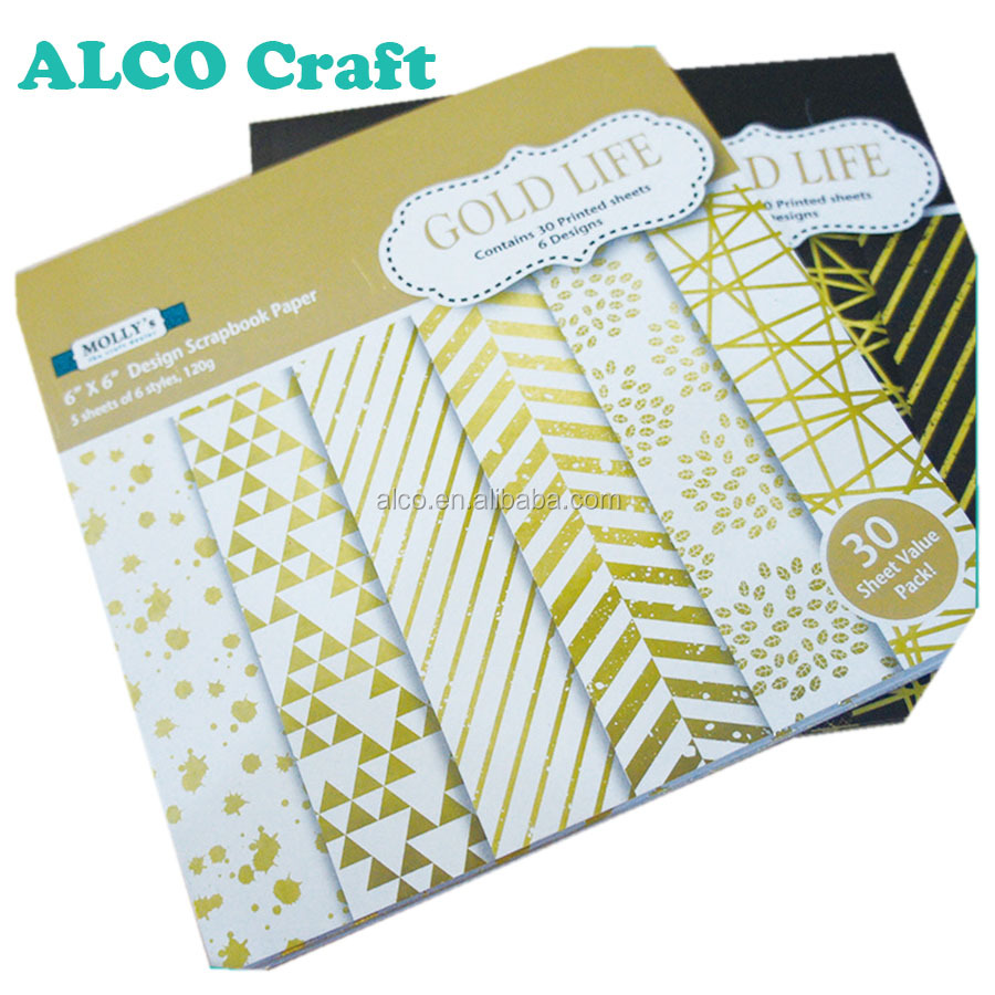 6x6 woodfree scrapbooking paper craft paper printed design sheet with foil