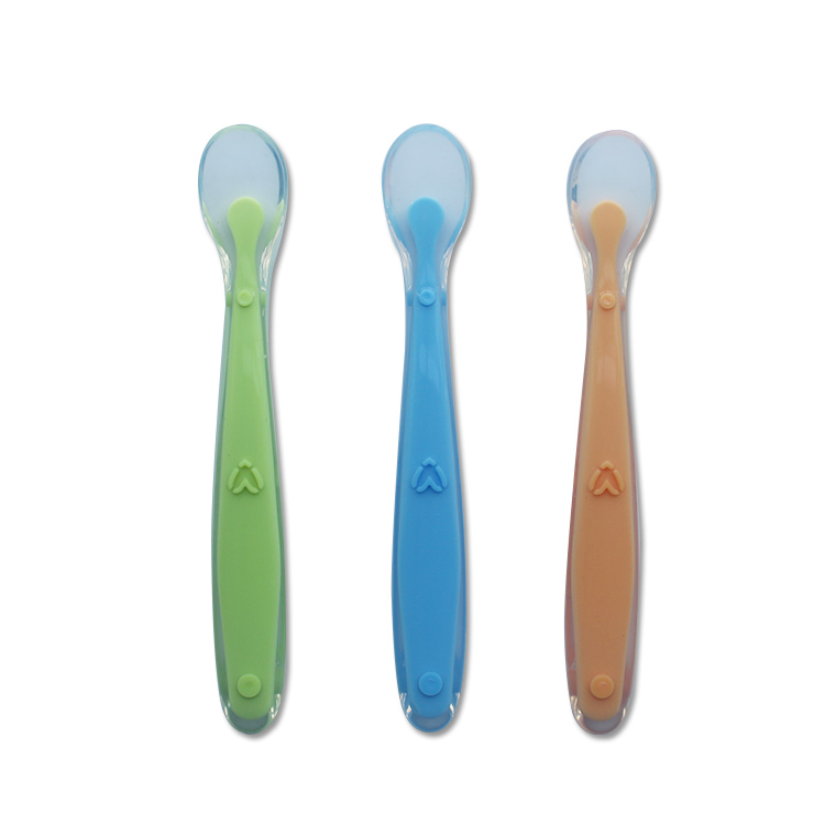 Cathylin 3pcs Baby Silicone Feeding Spoon Set Baby Cutlery Set With Plastic Handle Infant Spoon In Gift Box