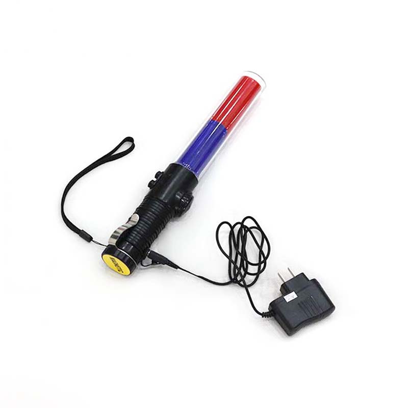 red and blue color led flashing multifunction rechargeable traffic baton