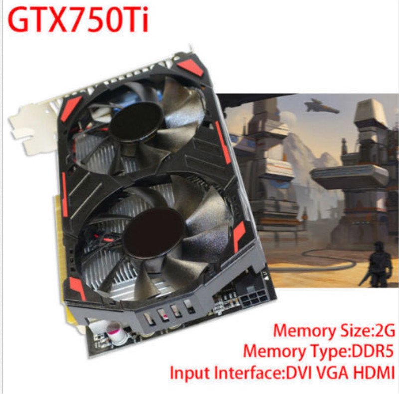 Игровая видеокарта SUPERIA GTX750Ti 2 ГБ DDR5 1020 бит, частота памяти 5400 МГц 640SP