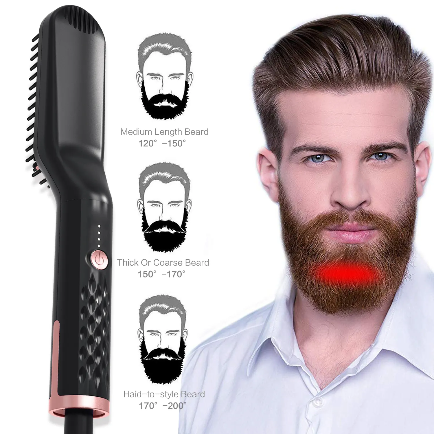 2019 Best Selling Beard Straightener for Men Hair Comb Brush PTC Heating Ceramic Beard Straightening Comb Wholesale Dual Voltage