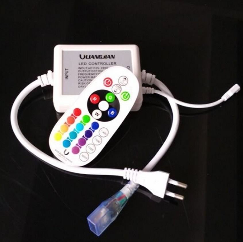 AC 110V 220V RGB LED контроллер 24-кнопочный ИК RF RGB пульт дистанционного управления для высокого напряжения светодиодные полосы света с неоновым светом