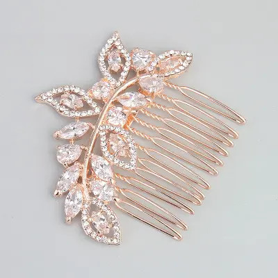 Gold Flowers rhinestone comb Wedding Accessories Bride Bridal Floral Head Pieces Hair Jewelry