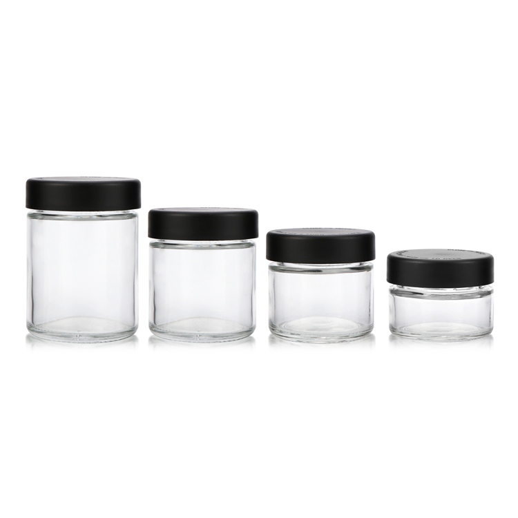 Нестандартная конструкция круглый 1oz 2oz 3oz 4oz прямо сбоку питание стеклянную банку с крышками с защитой от детей крышкой со стеклянным кувшином для детей