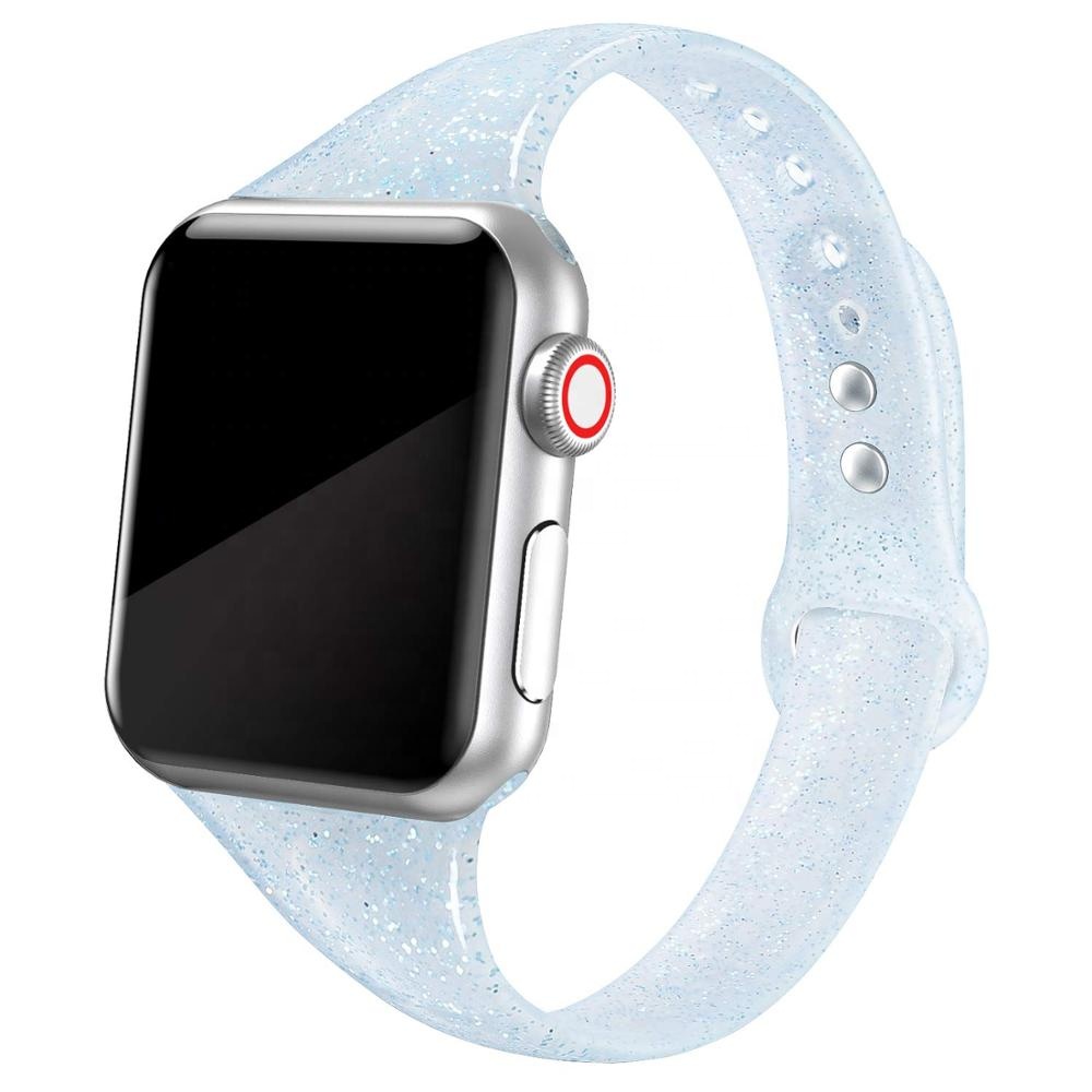 Блестящий Мягкий тонкий маленький силиконовый сменный ремешок для apple watch series