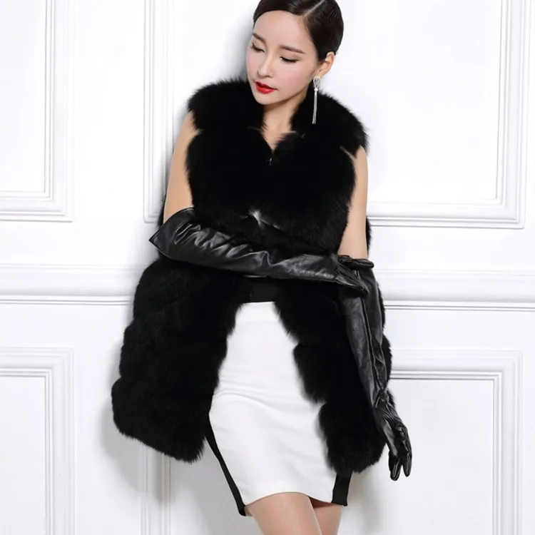 Latest Design Women Faux Fur Vest Popular Style Colourful Long Fake Fox Fur