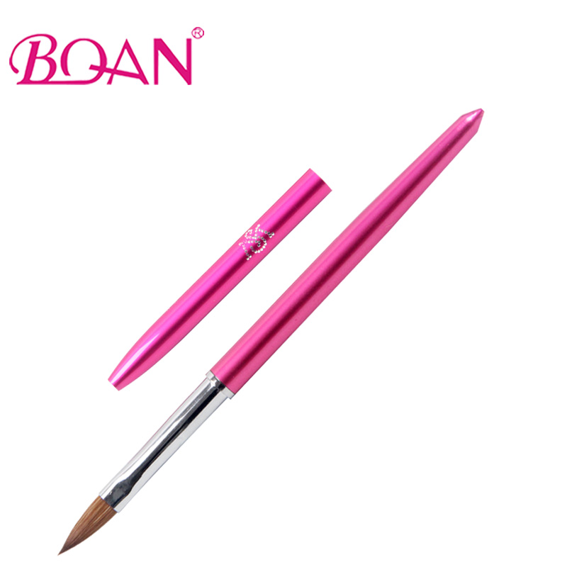 Bqan 100% чистый колонок волос металлической ручкой салон, используя 3D Art Дизайн ногтей акриловая щетка для ногтей