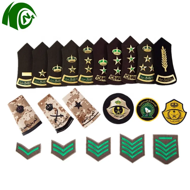 Saudi Arabia Army High Quality Uniform Rank Shoulder Boards Custom Metal Military Army Police Metal Shoulder Rank Emblem
