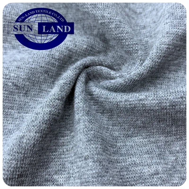 sportswear T- shirts lady dress baby sleepwear knitted marls grey cotton spandex 1x1 rib fabric