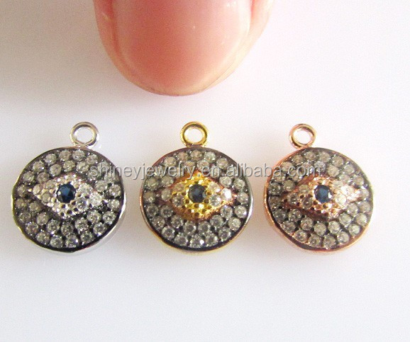 Bling завод 925 Стерлинговое серебро/латунь cz, сделай сам, ювелирное изделие разъем диско с клипсами Дурной глаз