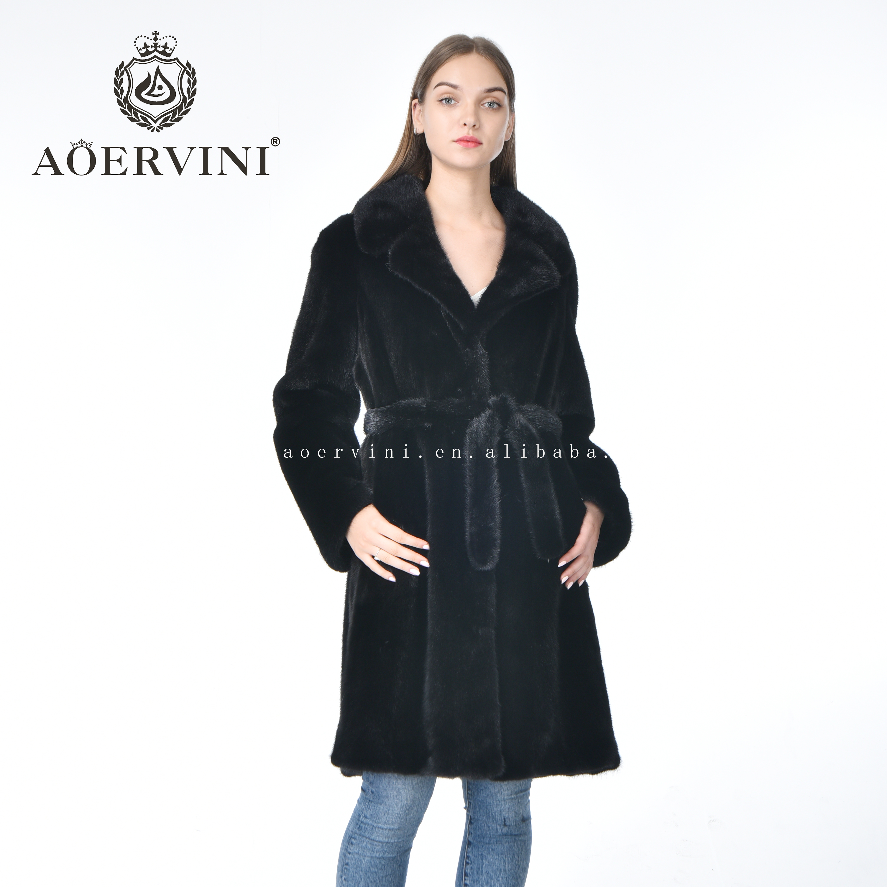 Fashion elegant real mink fur coats women