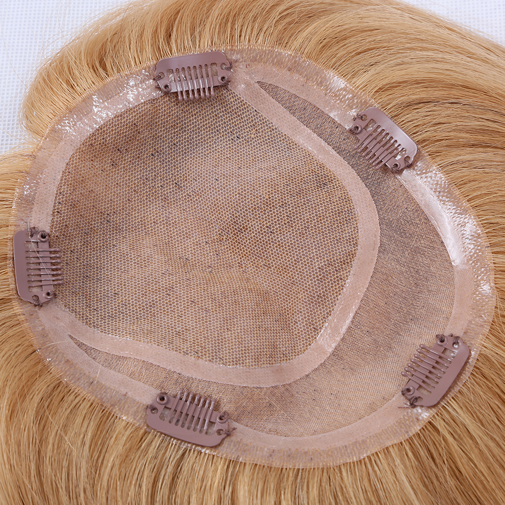 full ends weft section with hand tied silk top wefted hair topper super double drawn virgin european remy human hair toupee