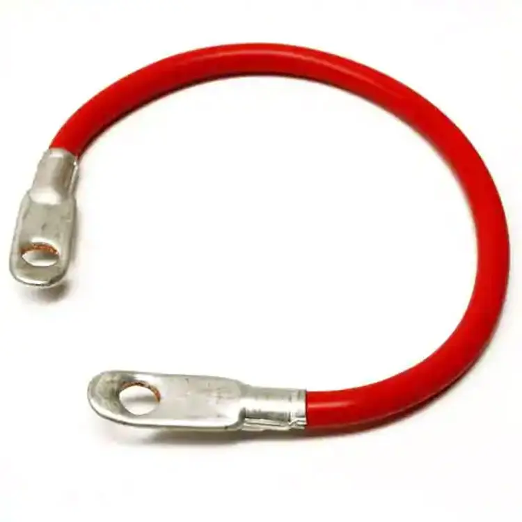 2 AWG 2 Gauge Single Red 2 feet w/5/16 + 3/8" Lugs PPure Copper PowerFlex Battery Inverter Cable for Solar, RV, Auto, Marine Car