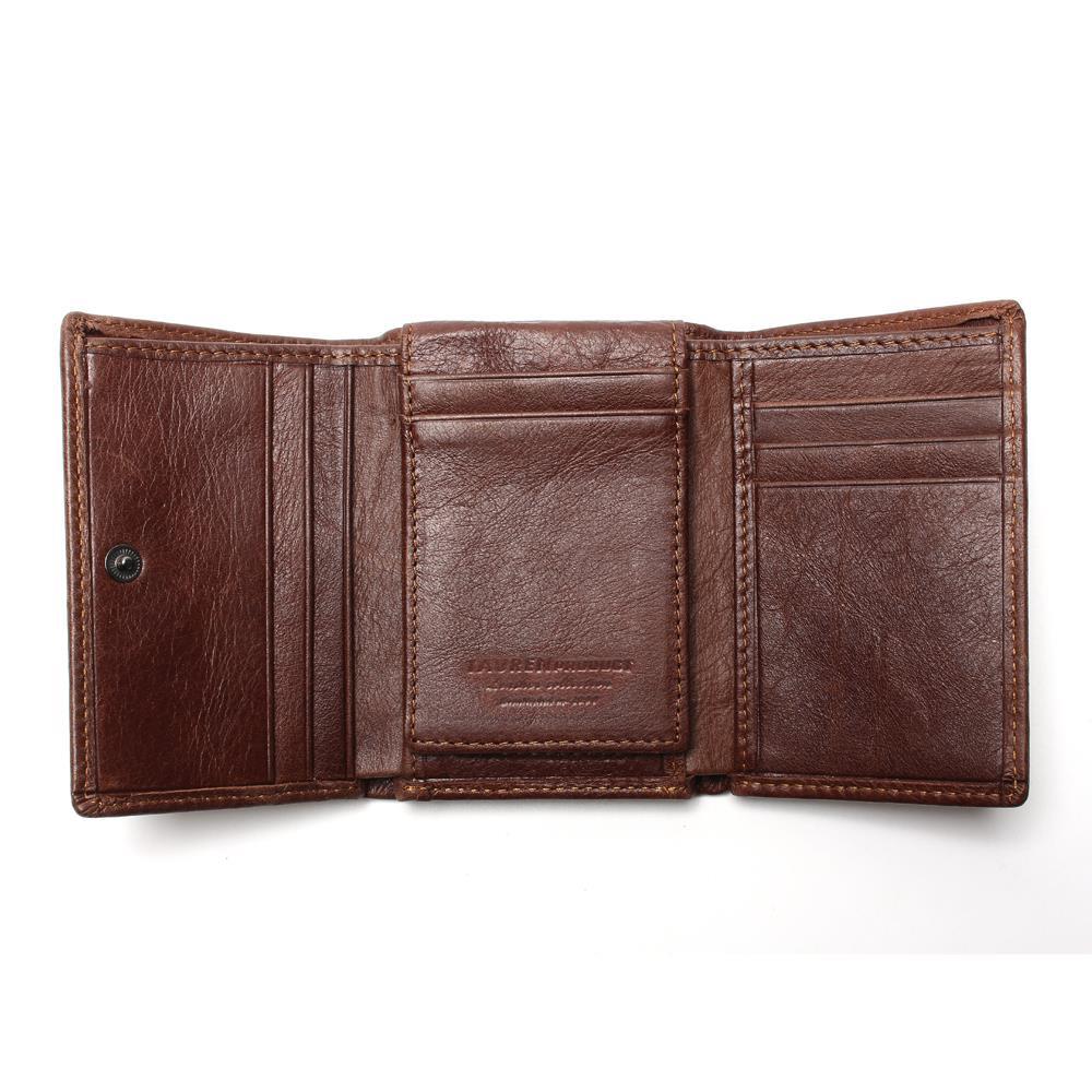 RFID Blocking Credit Card Cow Leather Three Fold Wallet Men