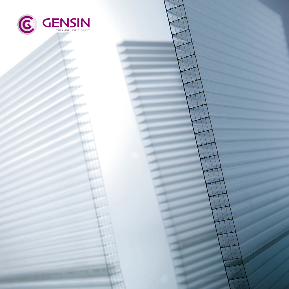 Lixin clear 10mm 5 wall polycarbonate structured sheet