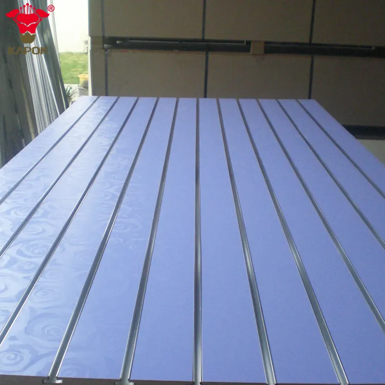 Kapok Panel Wholesale mdf slatwall / melamine or PVC faced MDF slatwall panel  for supermarket