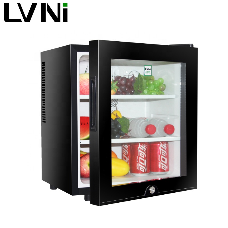 LVNI бесшумный 30l прозрачный стеклянный дверной стол для напитков мини-бар дисплей холодильник без компрессора