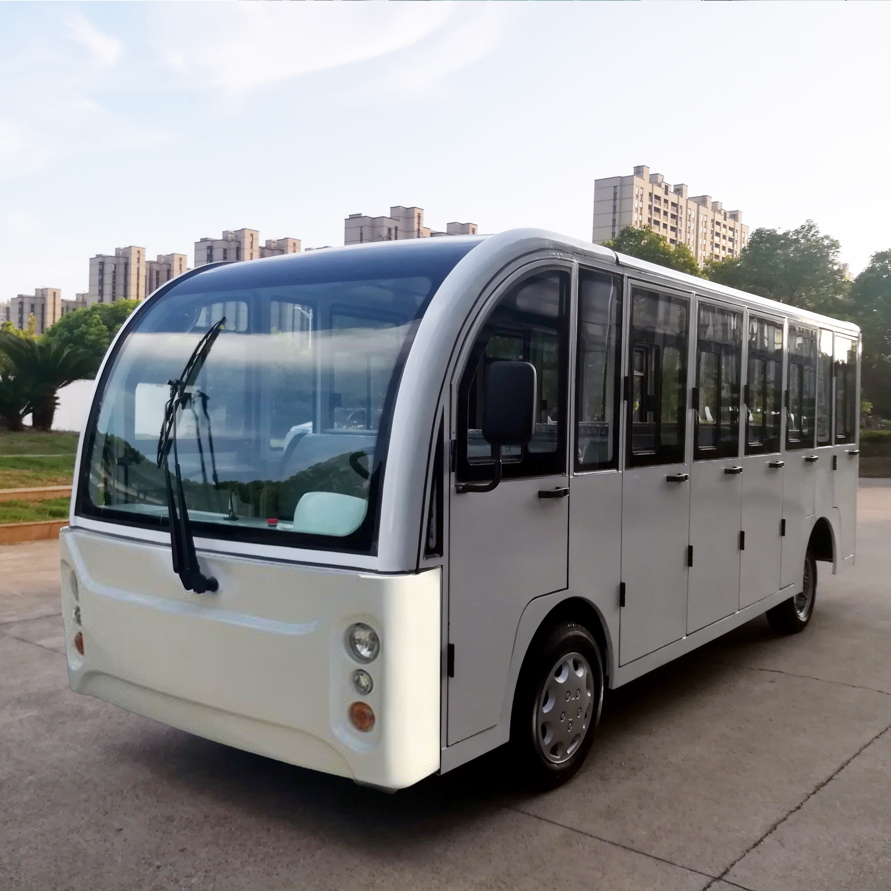 23 местный закрытый электрический автобус для осмотра достопримечательностей рулевое управление с кондиционером