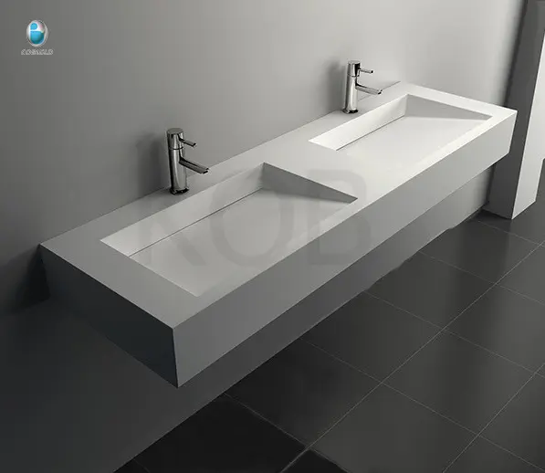 CK2021 china manufacturer white stone double basins sinks dining room wash basin