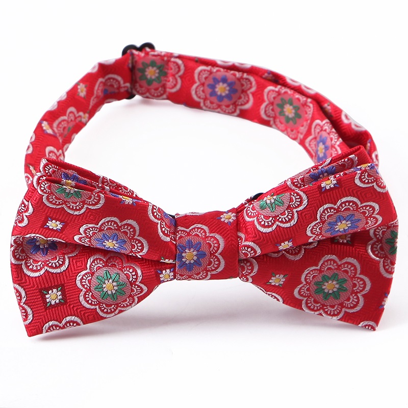 Ручная работа мужской Смокинг Bowtie 1200 иглы полиэстер Красный цветочные галстуки-бабочки для свадебной Вечерние