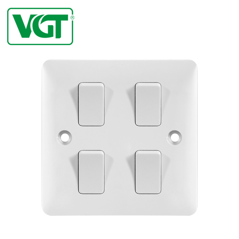 Настенная розетка с выключателем VGT профессиональное изготовление электрических 10 ампер белый 4 банды 1way выключатель BS стандартный медный, сплав серебра точка