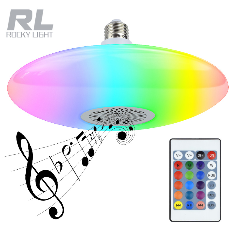 Музыкальная лампа 30 Вт НЛО лампа RGB Светодиодная лампа с дистанционным управлением E27/крючок