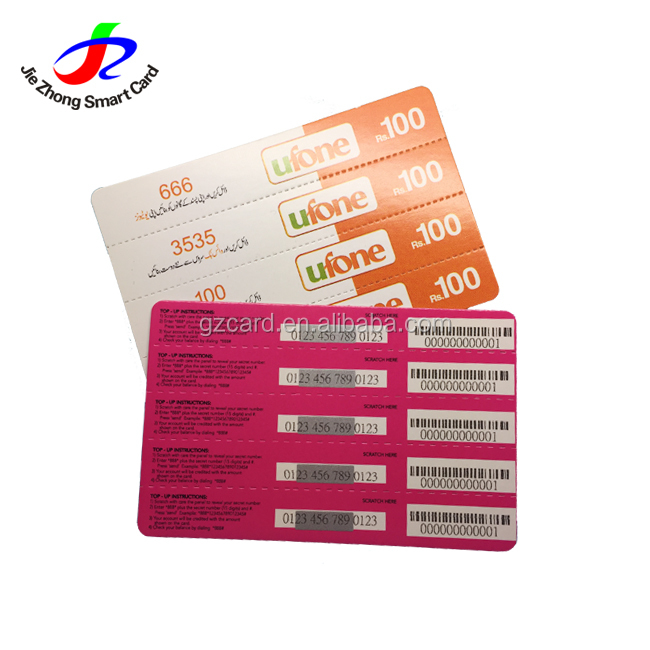 Printing Customer Design 300gsm Paper Scratch Card Printing Mobile Cell Phone