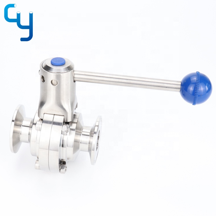 Manual pneumatic sanitary butterfly type Tri-clamp ball valve SS304/316L