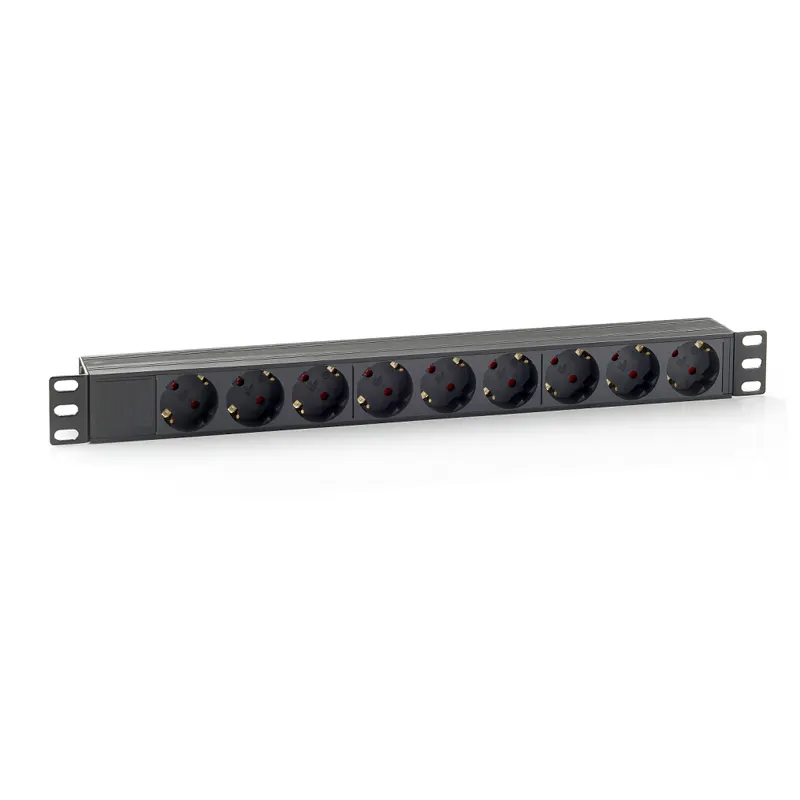 Сетевая пластиковая оболочка 1U, 19 дюймов, 9 каналов, Германия, PDU