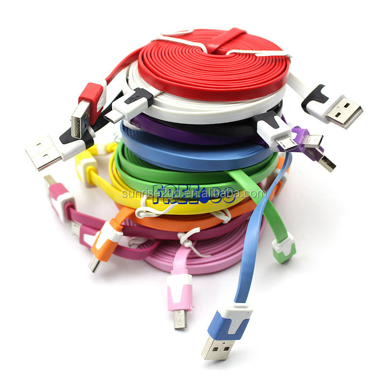 2017 11 видов цветов 1 м/3ft лапши плоский Дата-кабель Micro USB зарядный кабель для передачи данных для iphone